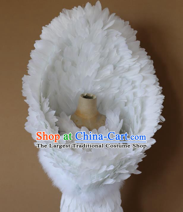 Custom Christmas Catwalks Props Opening Dance White Feather Wings Carnival Parade Accessories Miami Stage Show Wear