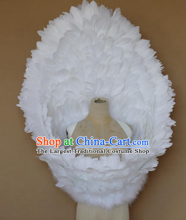 Custom Christmas Catwalks Props Opening Dance White Feather Wings Carnival Parade Accessories Miami Stage Show Wear