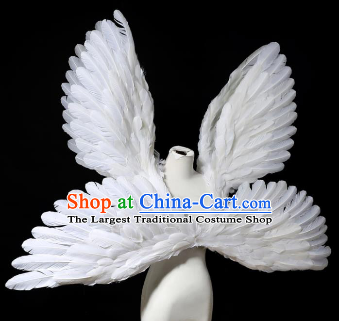 Custom Christmas Catwalks Props Opening Dance Deluxe Butterfly Wings Carnival Parade Accessories Miami Stage Show White Feather Wear