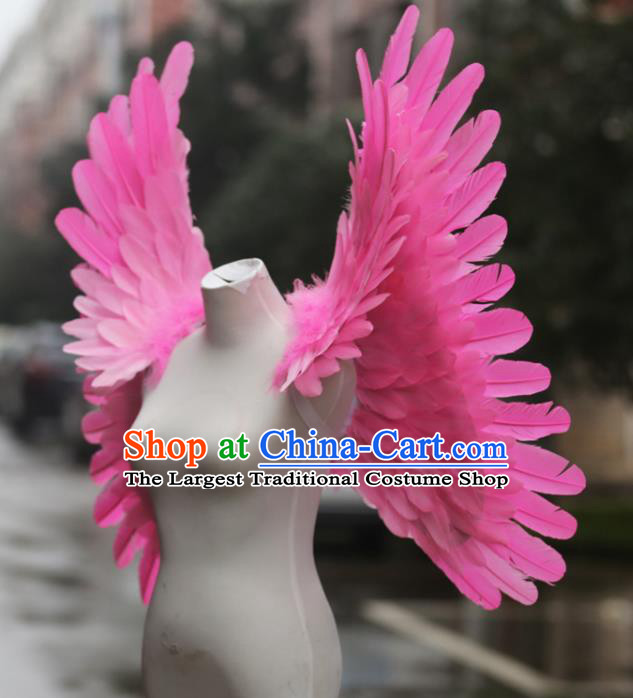 Custom Carnival Parade Back Accessories Miami Stage Show Wear Christmas Catwalks Props Opening Dance Pink Feather Wings