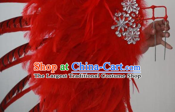 Custom Opening Ceremony Back Accessories Carnival Parade Red Feathers Wings Miami Stage Show Wear Halloween Cosplay Angel Wing Props