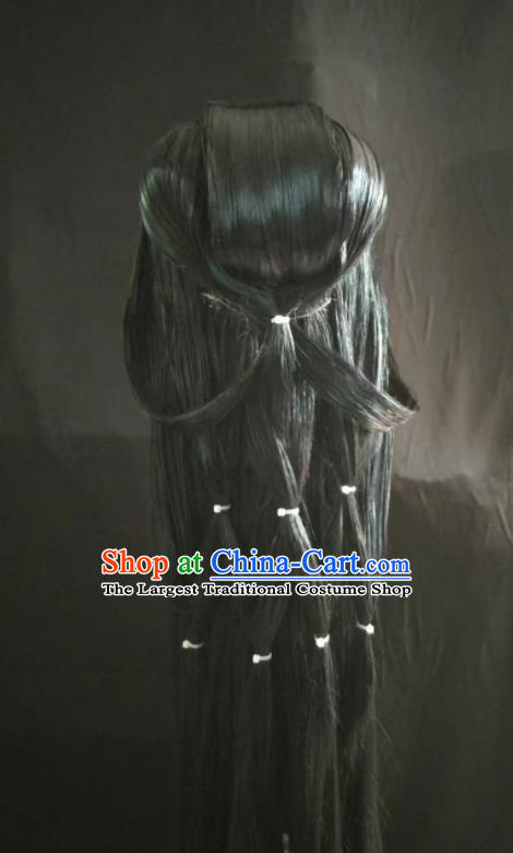 Chinese Ancient Heroine Hairpieces Cosplay Fairy Hair Accessories Traditional Qin Dynasty Princess Black Wigs