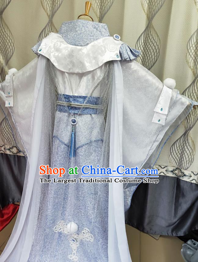Chinese Ancient Young Prince White Uniforms Traditional Cosplay Swordsman Clothing Puppet Show Noble Childe Mo Zhaonu Garment Costumes