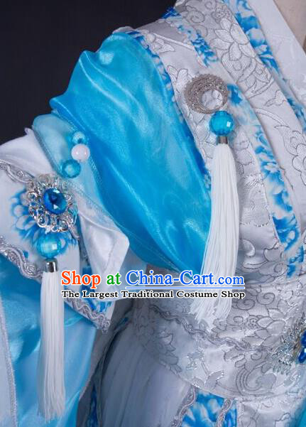China Cosplay Fairy Blue Dress Outfits Traditional Puppet Show Princess Feng Cailing Garment Costumes Ancient Swordswoman Clothing