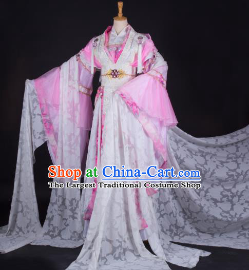 China Cosplay Fairy Pink Dress Outfits Traditional Puppet Show Princess Garment Costumes Ancient Court Beauty Clothing