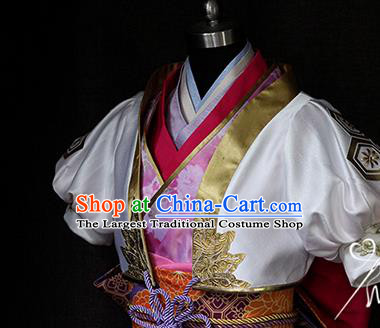 Top Traditional Kung Fu Lady Clothing Cosplay Female Knight Printing Pink Dress Sengoku Musou Swordswoman Garment Costume