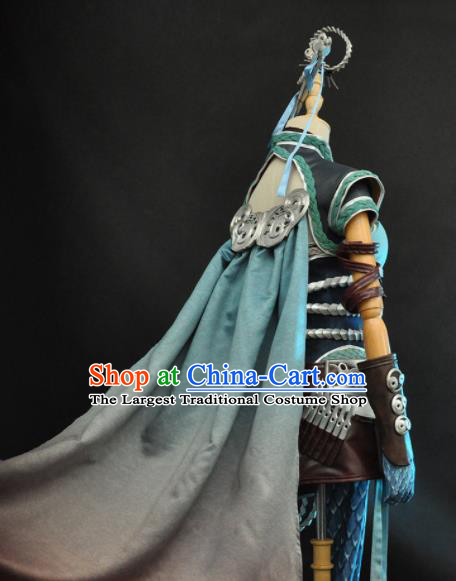 Top Game Character Swordswoman Garment Costumes Traditional Moonlight Blade Yu Hudie Clothing Cosplay Female Knight Blue Dress Outfits