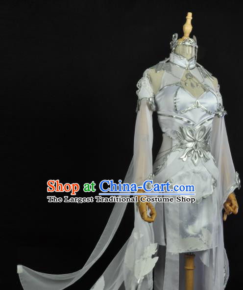 Top Cosplay Young Beauty White Dress Moonlight Blade Swordswoman Garment Costumes Traditional Game Role Fairy Clothing