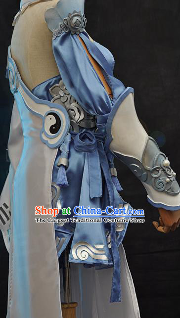 Top Cosplay Swordswoman White Dress Game Role Female Knight Garment Costumes Traditional Taoist Nun Clothing