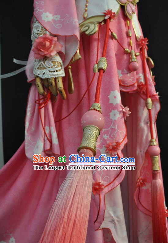 Top Moonlight Blade Swordswoman Garment Costumes Traditional Game Role Fairy Clothing Cosplay Young Beauty Pink Dress