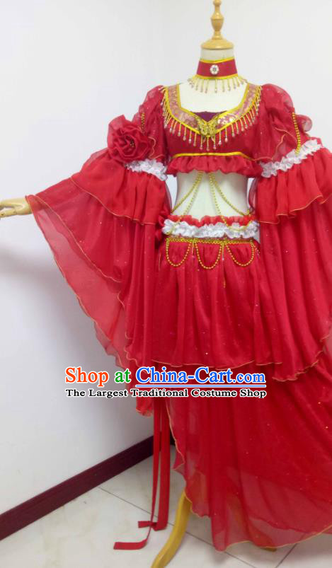 China Traditional Fairy Dance Garment Costumes Ancient Palace Lady Clothing Cosplay Goddess Red Dress Outfits