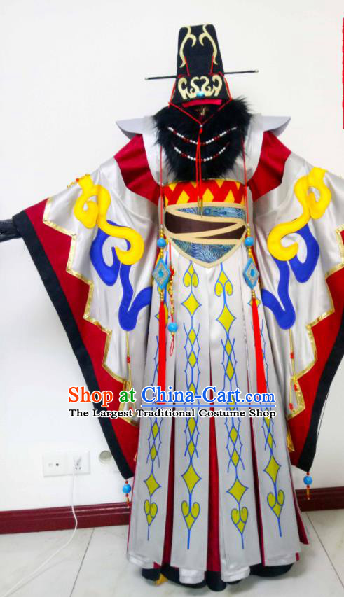 Chinese Traditional Cosplay Royal Highness Clothing Thunderbolt Fantasy King Garment Costumes Ancient Swordsman Grey Uniforms