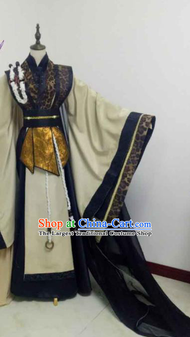Chinese Puppet Show Young Man Garment Costumes Ancient Swordsman Uniforms Traditional Cosplay Chivalrous Knight Clothing