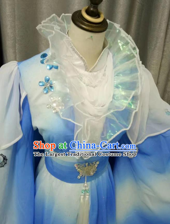 China Ancient Princess Clothing Cosplay Young Beauty Blue Dress Outfits Traditional Puppet Show Empress Jun Haitang Garment Costumes