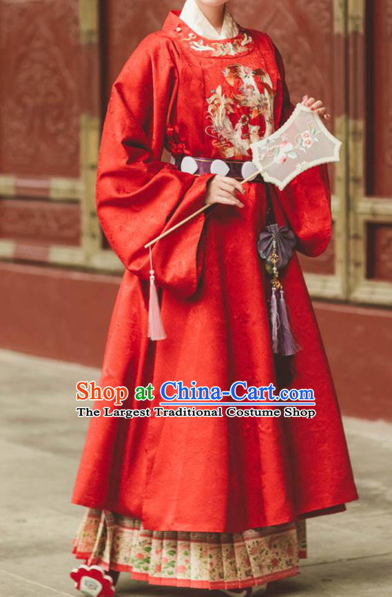 China Ancient Female Official Red Hanfu Dress Ming Dynasty Garment Costumes Traditional Court Maid Historical Clothing