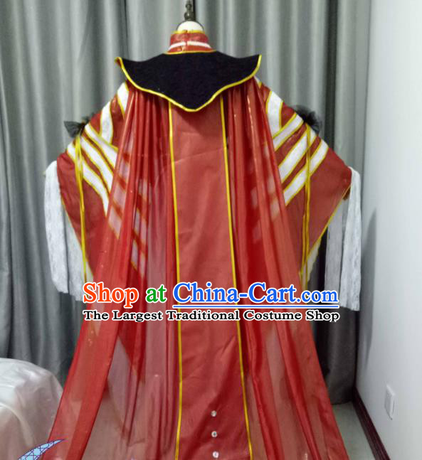 China Cosplay Empress Red Dress Outfits Traditional Puppet Show Goddess Gu Xiao Garment Costumes Ancient Swordswoman Clothing