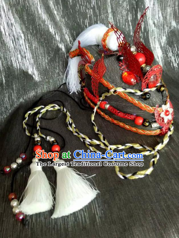 Handmade China Ancient Chivalrous Knight Hair Accessories Cosplay Swordsman Hair Crown Traditional Puppet Show King Headdress