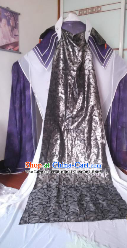 Chinese Puppet Show Royal Highness Garment Costumes Ancient Swordsman Purple Uniforms Traditional Cosplay Prince Clothing