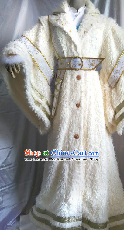 Chinese Traditional Cosplay Swordsman Winter Clothing Puppet Show Royal Prince Garment Costumes Ancient Noble Childe Uniforms