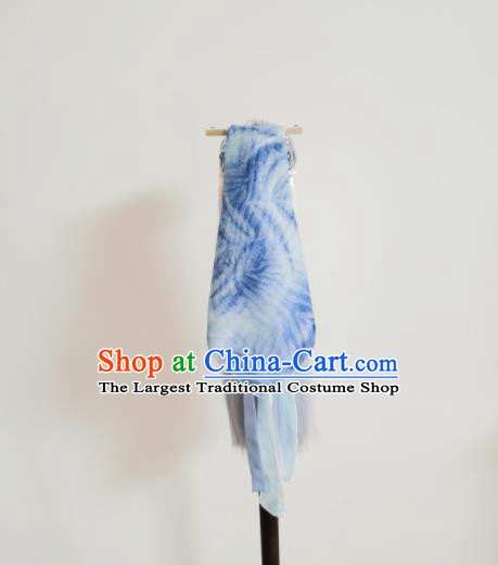 Handmade China Cosplay Taoist Priest Blue Wigs and Hair Crown Traditional Puppet Show Headdress Ancient Young Childe Hairpieces