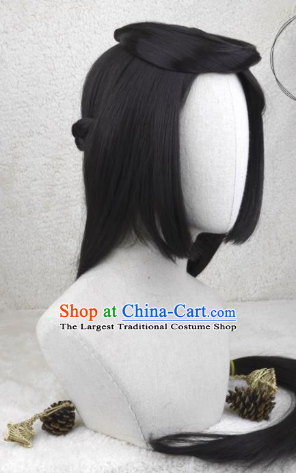 Chinese Ancient Palace Beauty Wigs Headwear Traditional Qin Dynasty Princess Hairpieces Cosplay Swordswoman Hair Accessories