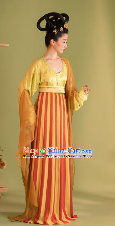 China Tang Dynasty Court Lady Garment Costumes Ancient Princess Historical Clothing Traditional Palace Dance Hanfu Dress Uniforms