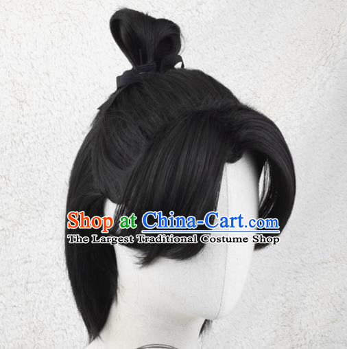 Handmade China Traditional Qin Dynasty Hero Hairpieces Ancient Young Knight Headdress Cosplay Swordsman Wigs