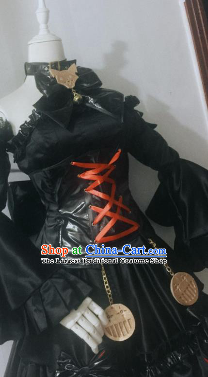 Custom Halloween Stage Performance Garment Costume Cosplay Moon Queen Black Dress Gothic Magic Lady Clothing