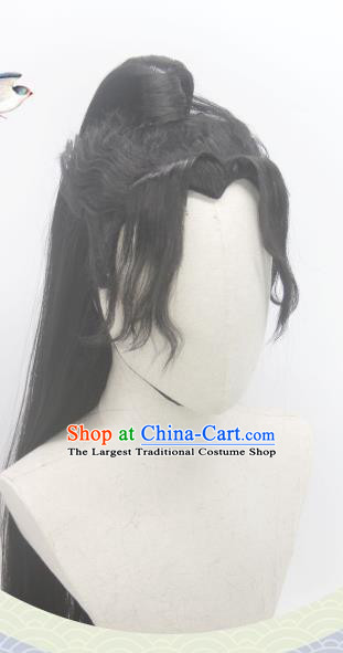 Handmade China Cosplay Ming Dynasty Young Knight Wigs Traditional Word of Honor Zhou Zishu Hairpieces Ancient Swordsman Headdress