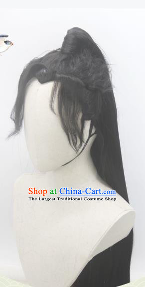 Handmade China Cosplay Ming Dynasty Young Knight Wigs Traditional Word of Honor Zhou Zishu Hairpieces Ancient Swordsman Headdress
