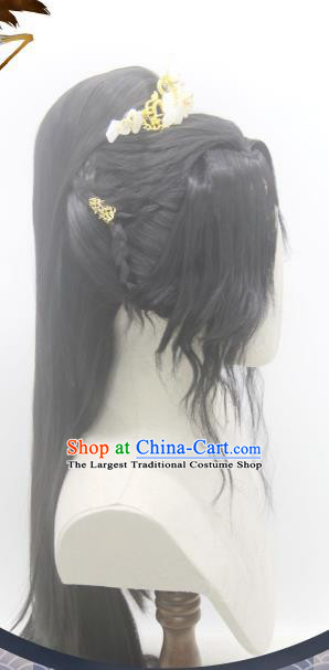 Handmade China Cosplay Young Knight Wigs Traditional Heaven Official Blessing Mo Ran Hairpieces Ancient Swordsman Curly Headdress