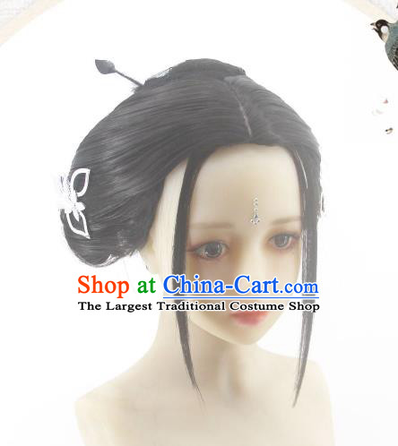 Chinese Traditional Tang Dynasty Princess Hairpieces Cosplay Palace Lady Hair Accessories Ancient Young Beauty Wigs Headwear
