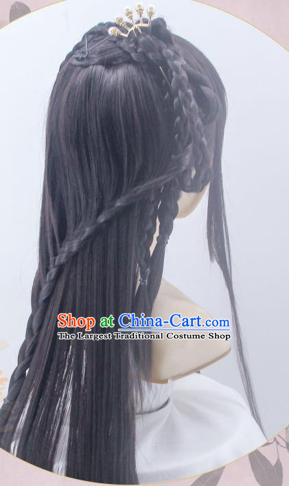 Chinese Ancient Young Lady Bangs Wigs Headwear Traditional Hanfu Song Dynasty Hairpieces Cosplay Palace Beauty Hair Accessories