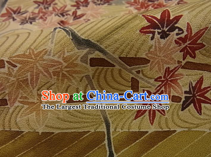 Japan Male Garment Costume Traditional Tsukesage Kimono Clothing Classical Maple Leaf Pattern Blue Yukata Robe