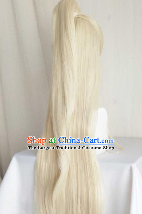 Handmade China Traditional Tang Dynasty Prince Hairpieces Ancient Childe Headdress Cosplay Swordsman Golden Wigs