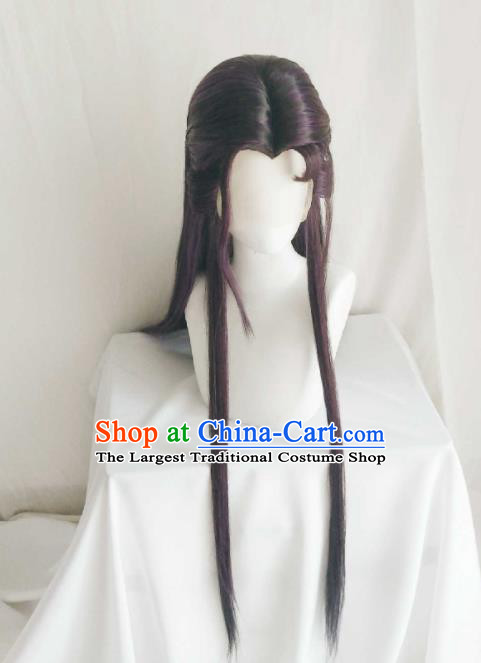 Handmade China Traditional Puppet Show Royal Prince Hairpieces Ancient Swordsman Headdress Cosplay Moon King Brown Wigs