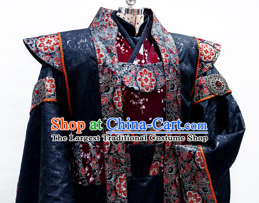 Custom China Cosplay Monarch Black Outfits Puppet Show Emperor Shangguan Hongxin Clothing Ancient Royal Highness Garment Costumes