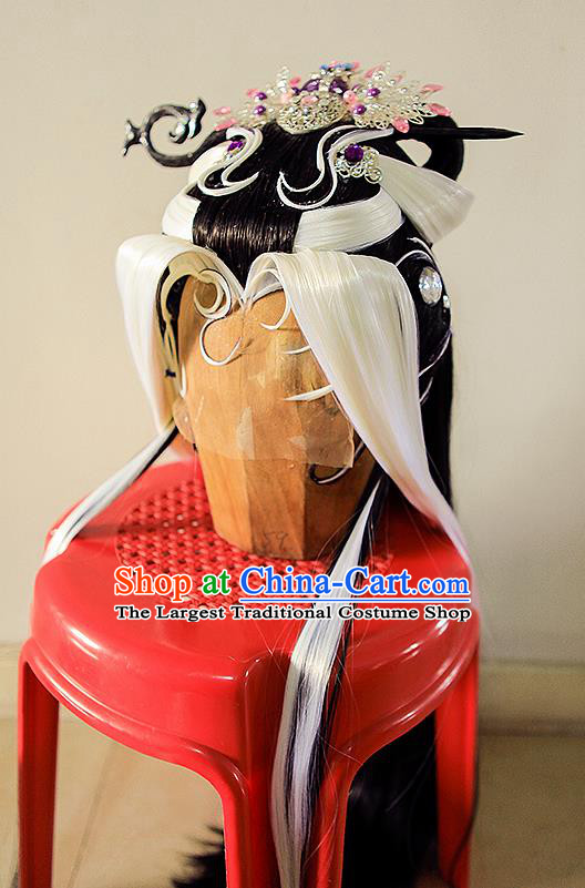 Chinese Traditional Puppet Show Hanfu Hairpieces Cosplay Goddess Queen Hair Accessories Ancient Empress Wigs and Hair Crown Headwear