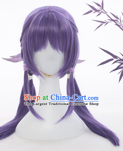 Handmade Cosplay Fairy Hairpieces Ancient Young Lady Purple Wigs Traditional Game Dou Luo Da Lu Bai Chenxiang Hair Accessories