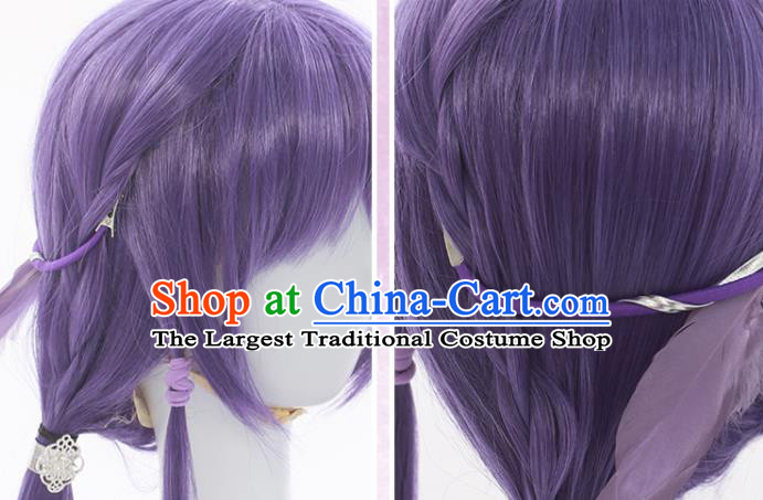 Handmade Cosplay Fairy Hairpieces Ancient Young Lady Purple Wigs Traditional Game Dou Luo Da Lu Bai Chenxiang Hair Accessories