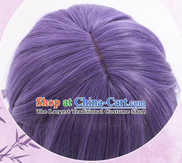 Handmade Cosplay Fairy Hairpieces Ancient Young Lady Purple Wigs Traditional Game Dou Luo Da Lu Bai Chenxiang Hair Accessories
