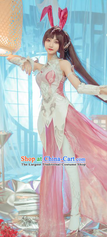 Custom Cosplay Female Warrior Garment Costumes Game Dou Luo Da Lu Young Lady Pink Dress Halloween Goddess Clothing