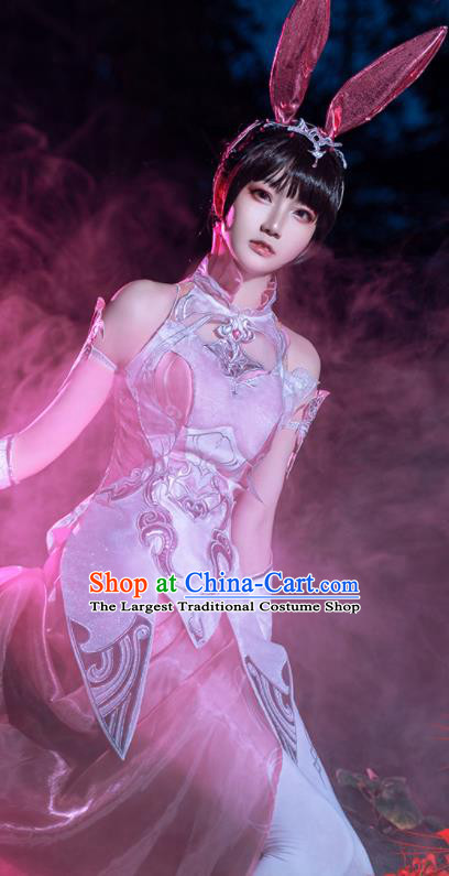 Custom Cosplay Female Warrior Garment Costumes Game Dou Luo Da Lu Young Lady Pink Dress Halloween Goddess Clothing