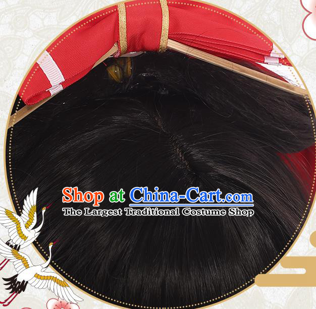 Handmade Traditional Game Young Lady Hair Accessories Cosplay Fairy Hairpieces Snow Woman Black Wigs