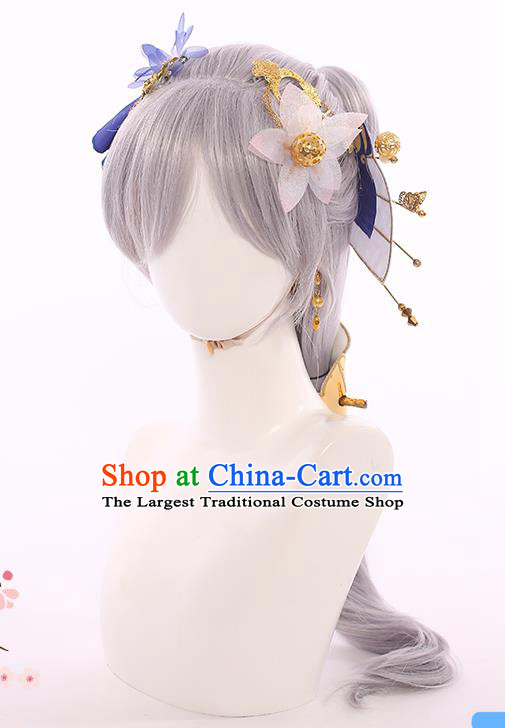 Handmade Demon Angel Grey Wigs Traditional Game Princess Hair Accessories Cosplay Fairy Hairpieces