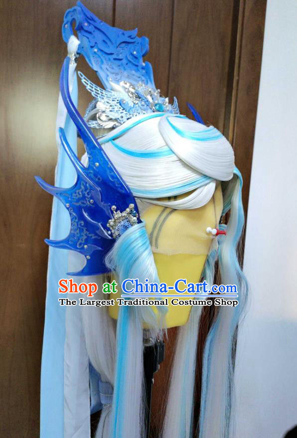 Custom Chinese Cosplay Hair Accessories Puppet Show Dragon King Hair Crown Handmade Swordsman Headpieces