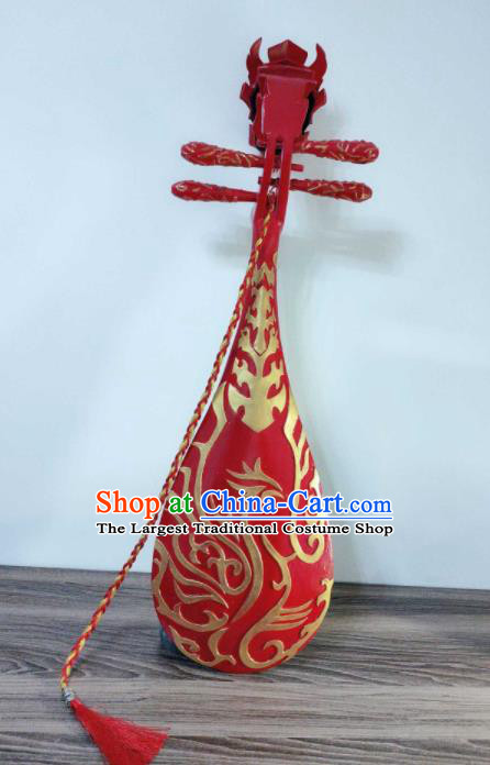 Custom Chinese Puppet Show Lang Wuyao Pipa Props Handmade Swordsman Accessories Cosplay Performance Red Lute