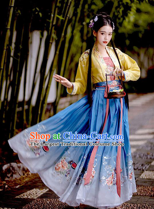 China Ancient Royal Princess Garment Costumes Song Dynasty Imperial Consort Hanfu Dress Apparels Traditional Young Woman Historical Clothing Complete Set