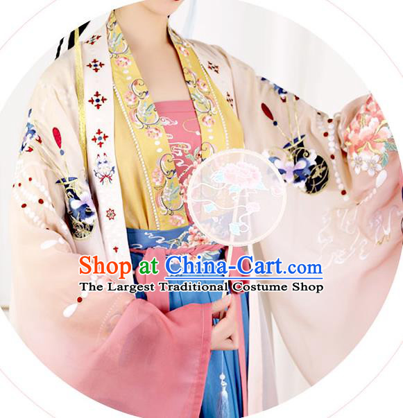 China Ancient Royal Princess Garment Costumes Song Dynasty Imperial Consort Hanfu Dress Apparels Traditional Young Woman Historical Clothing Complete Set