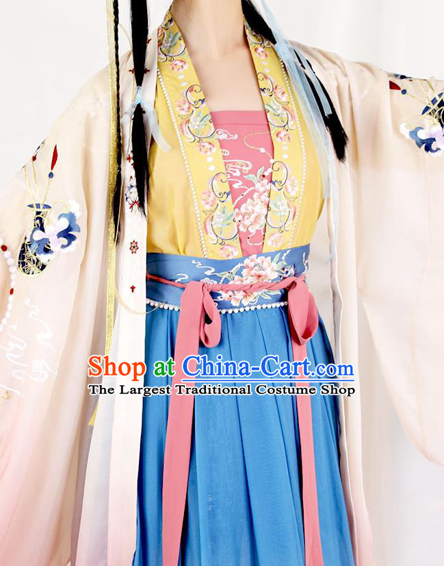 China Ancient Royal Princess Garment Costumes Song Dynasty Imperial Consort Hanfu Dress Apparels Traditional Young Woman Historical Clothing Complete Set